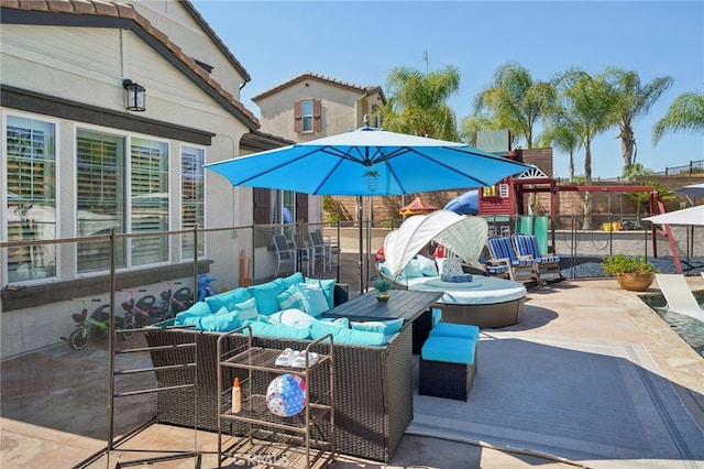 view of patio with outdoor lounge area