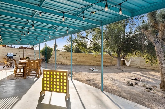 view of terrace with a pergola