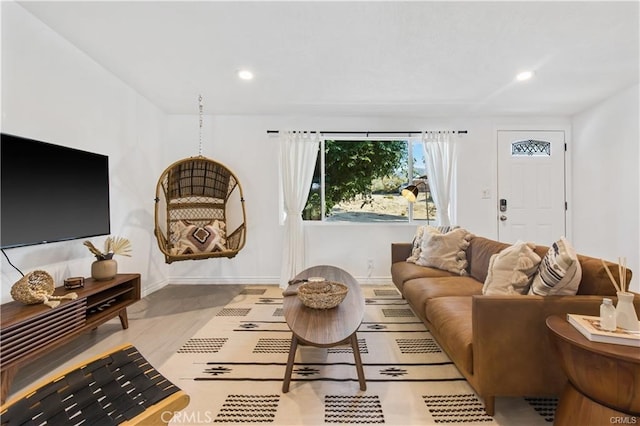 living room featuring light hardwood / wood-style floors