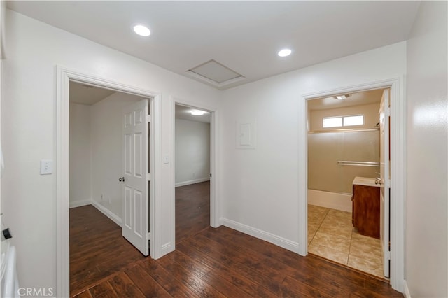 hall featuring dark hardwood / wood-style floors