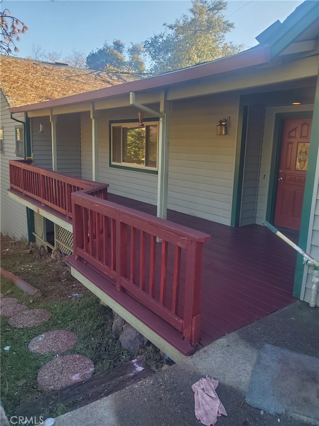 deck with covered porch