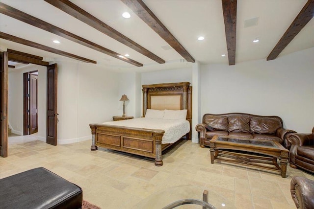 bedroom with beamed ceiling