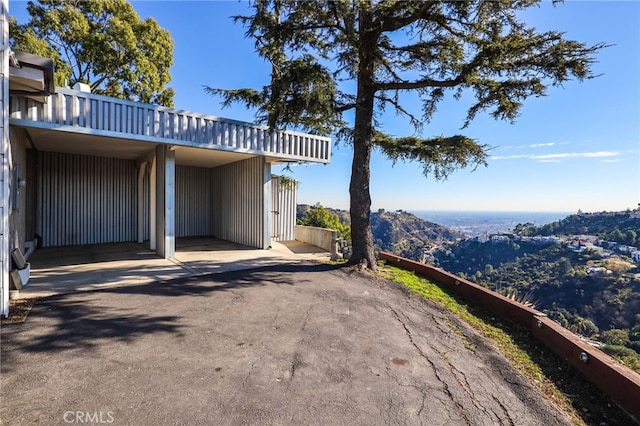 exterior space with a mountain view