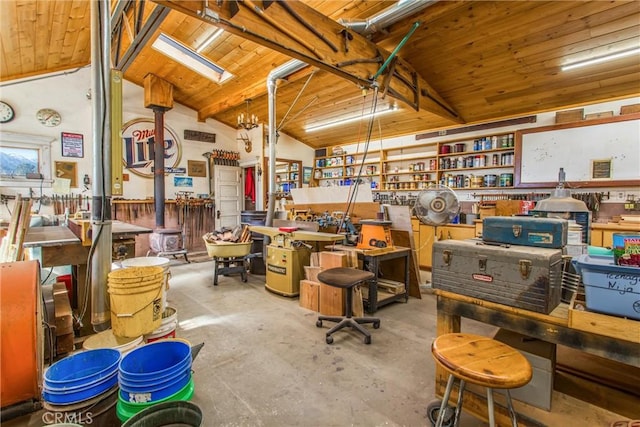 interior space featuring wooden ceiling