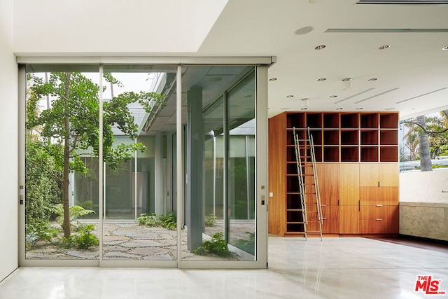 doorway with expansive windows