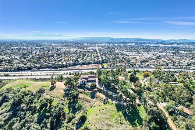 birds eye view of property featuring a mountain view