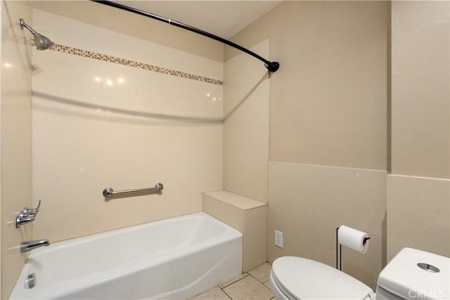 bathroom featuring tile patterned flooring,  shower combination, and toilet