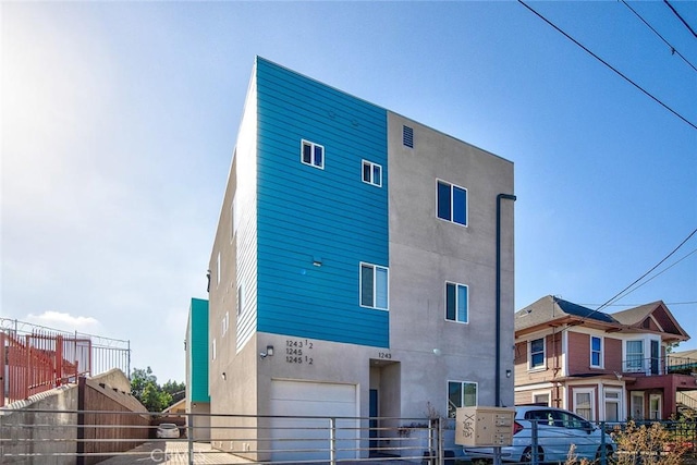 exterior space with a garage