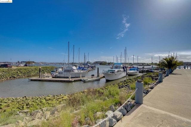 view of dock featuring a water view