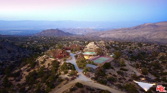 bird's eye view with a mountain view