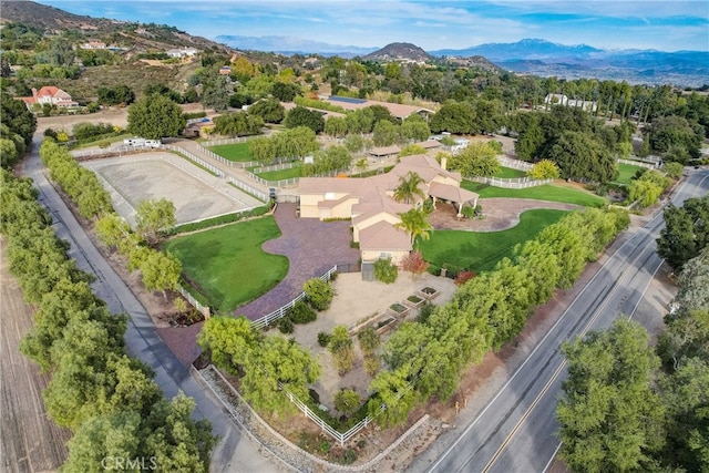 drone / aerial view with a mountain view