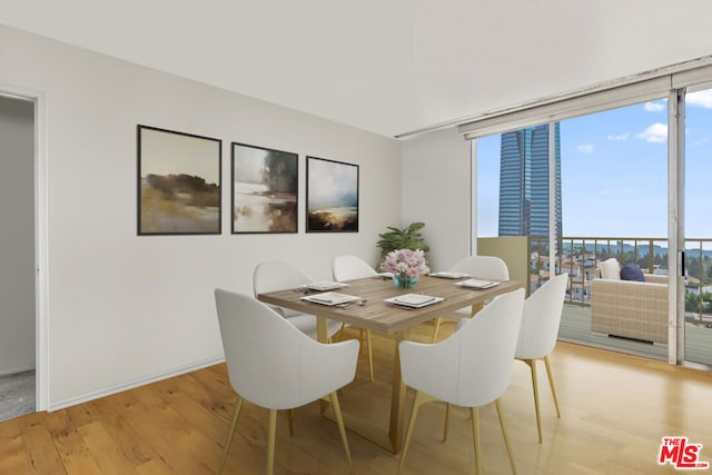 dining room featuring plenty of natural light and light hardwood / wood-style floors