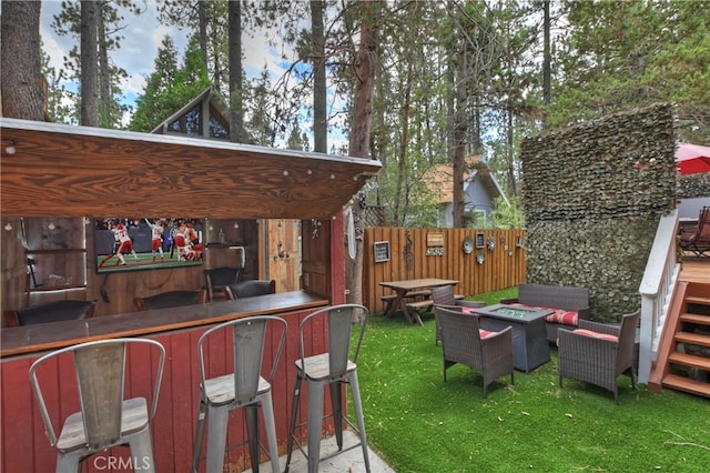 view of yard with an outdoor bar and a gazebo