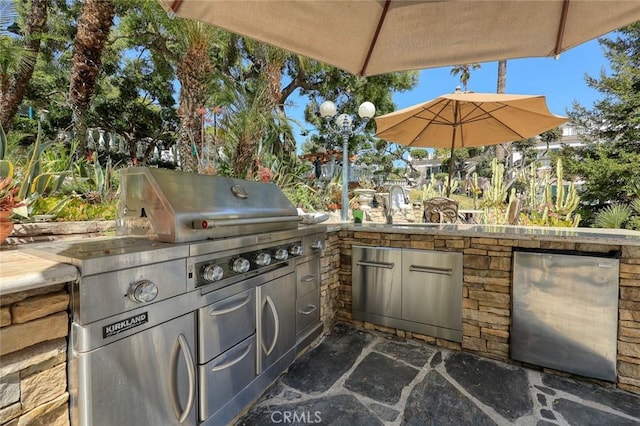 view of patio / terrace featuring an outdoor kitchen