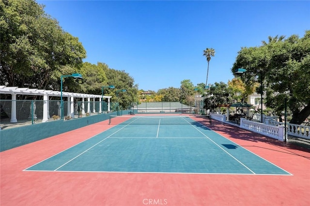 view of tennis court with basketball court