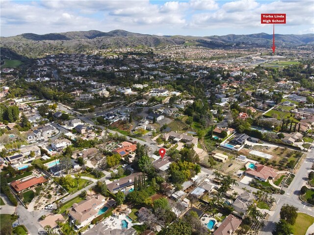 aerial view featuring a mountain view