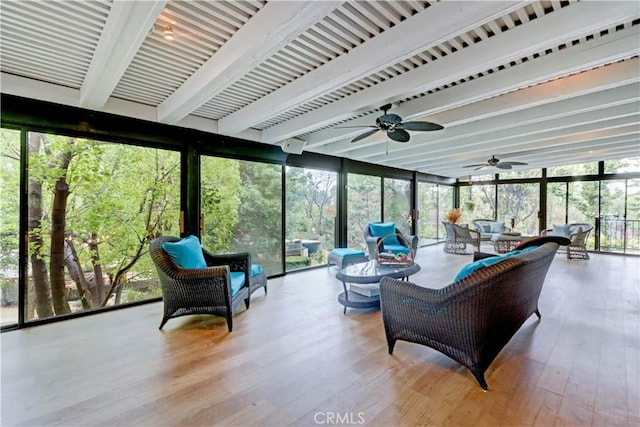 sunroom / solarium with beam ceiling