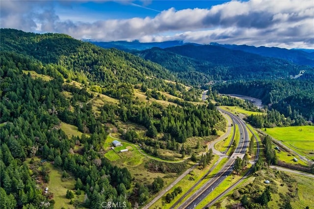 aerial view with a mountain view