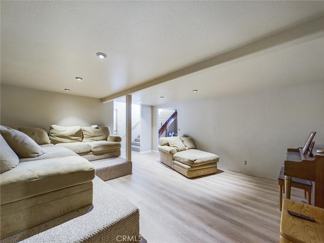 living room featuring light wood-type flooring