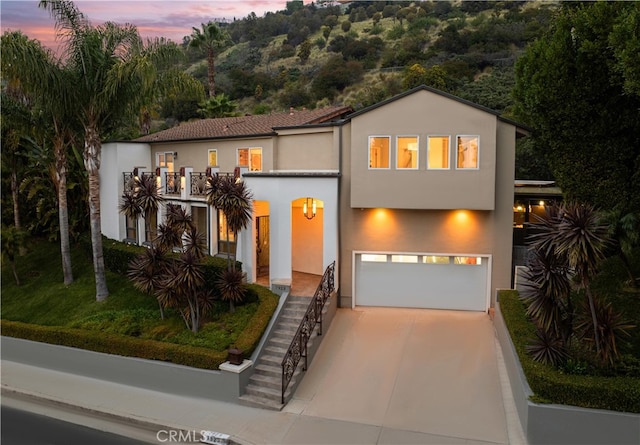 view of front of house with a garage