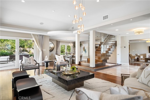 living room featuring light hardwood / wood-style floors