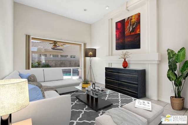 view of tiled living room