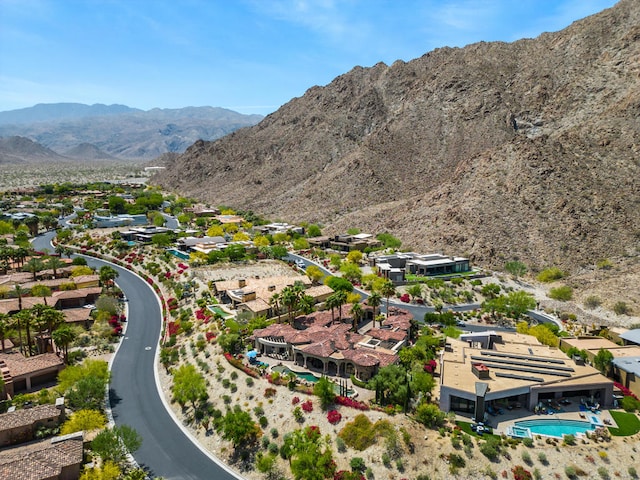 bird's eye view with a mountain view