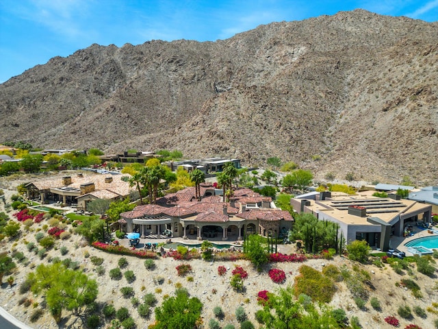 drone / aerial view with a mountain view