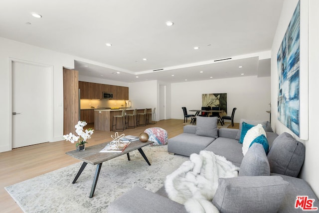 living room featuring light hardwood / wood-style floors