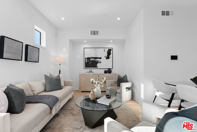 living room featuring light hardwood / wood-style flooring