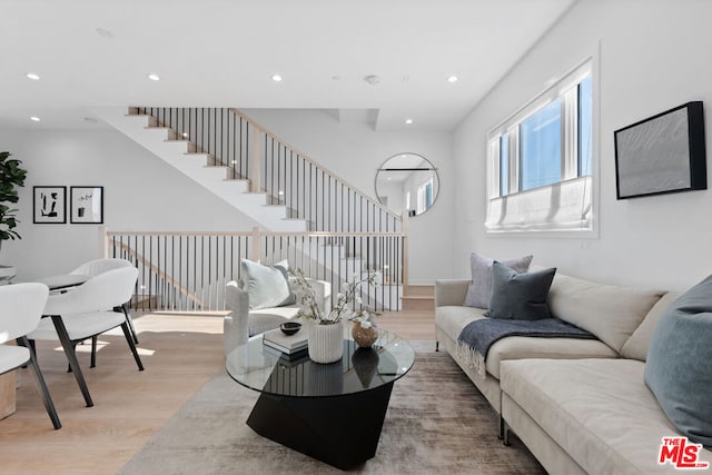 living room with light wood-type flooring