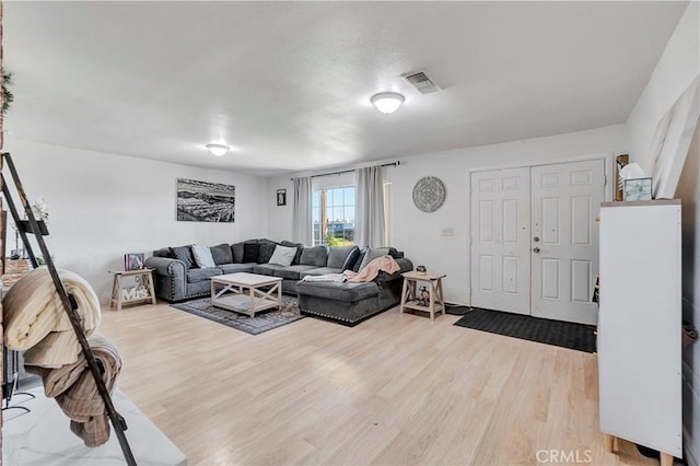 living room with hardwood / wood-style floors