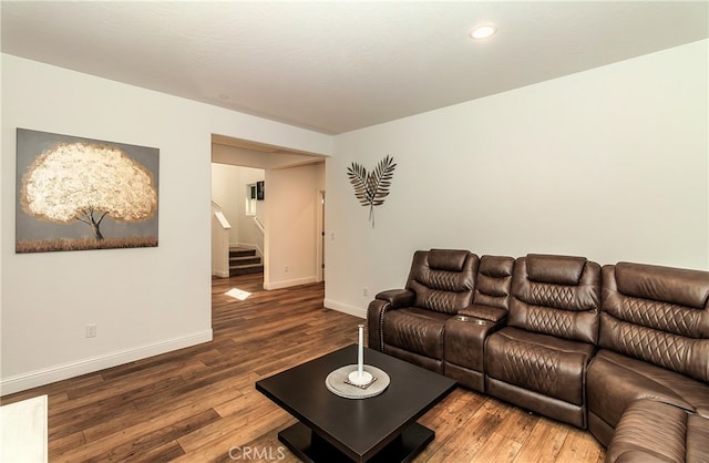 living room with wood-type flooring