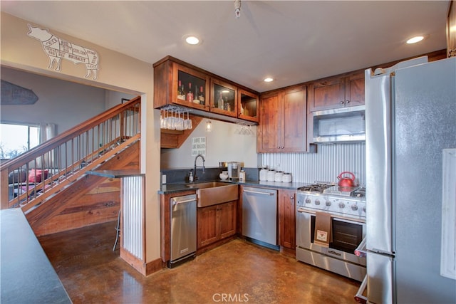 kitchen featuring stainless steel appliances and sink