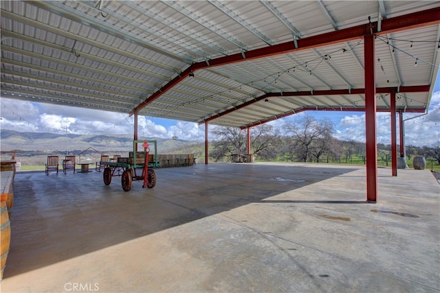 view of patio featuring a mountain view