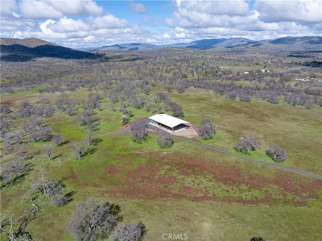 birds eye view of property featuring a mountain view