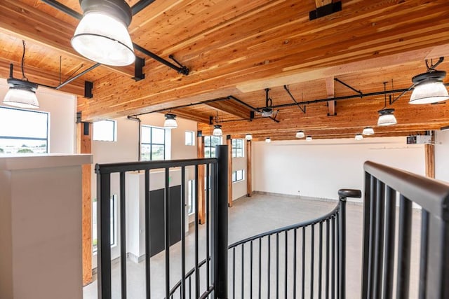 interior space featuring wood ceiling