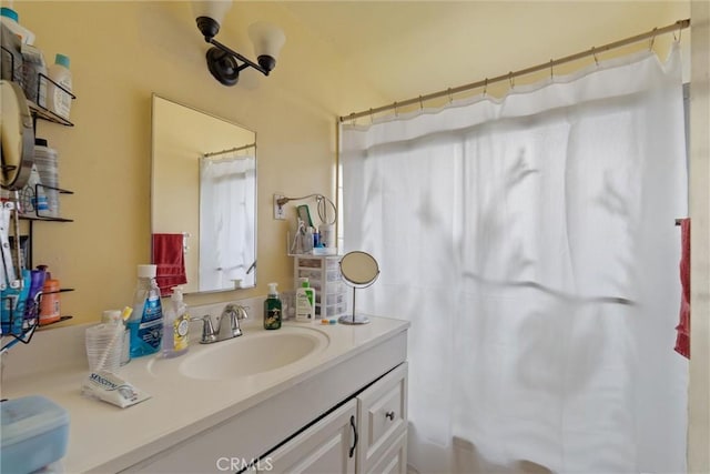 6820 S Van Ness Ave, Los Angeles, CA 90047 - full bathroom featuring vanity and a shower with shower curtain