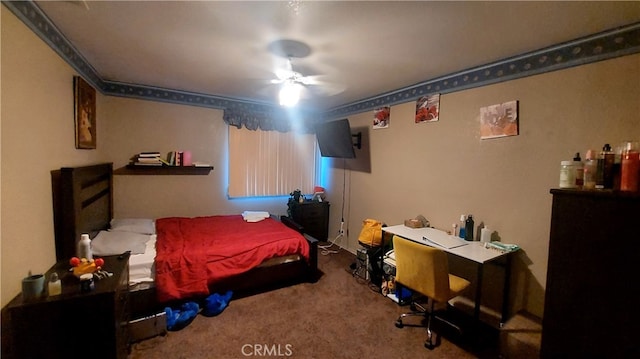 bedroom with carpet and ceiling fan