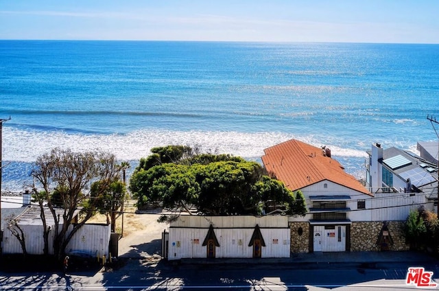 property view of water featuring a view of the beach