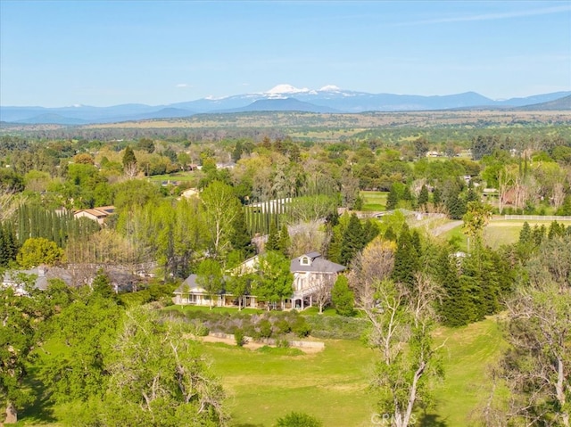 bird's eye view with a mountain view