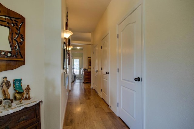 hall featuring light hardwood / wood-style floors