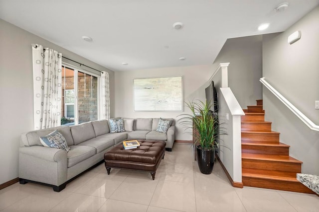 view of tiled living room