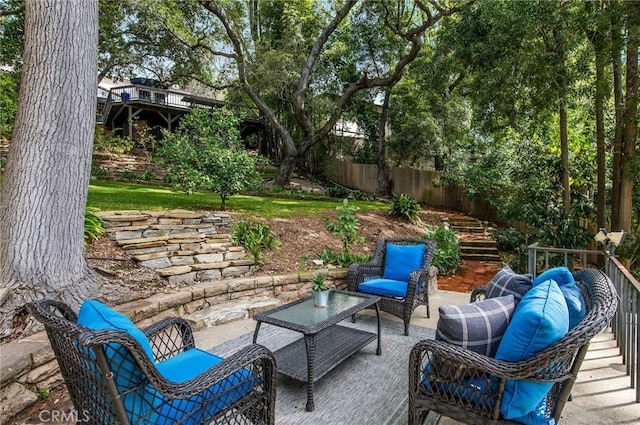 view of patio featuring an outdoor hangout area