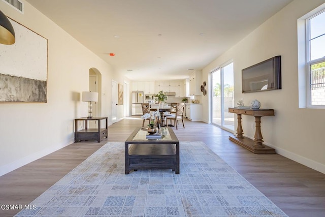 living room featuring light hardwood / wood-style floors