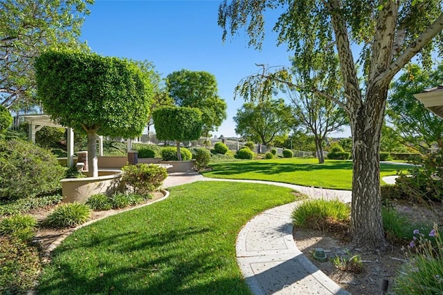 view of property's community featuring a yard