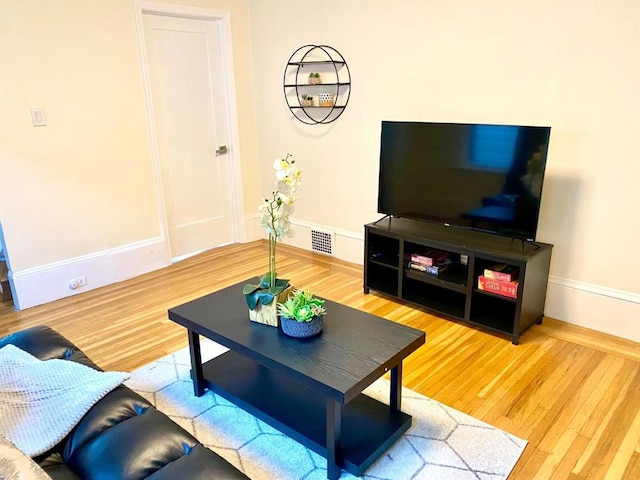 living room with hardwood / wood-style flooring