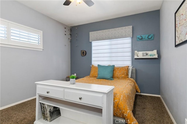 bedroom featuring carpet floors and ceiling fan