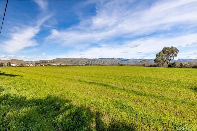 view of yard with a mountain view and a rural view