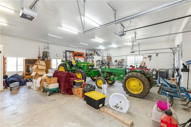 garage with a garage door opener